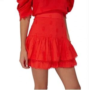 FARM Rio Pineapple Red Tiered Mini Skirt